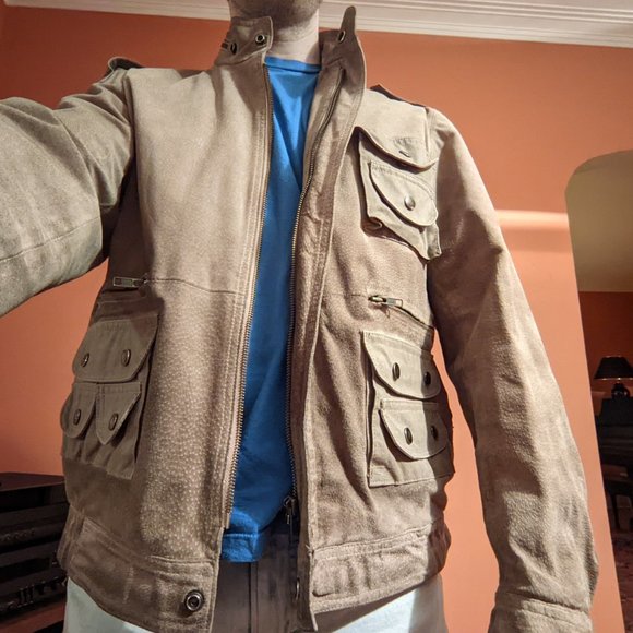 Suede leather jacket with pockets vintage - Picture 3 of 4